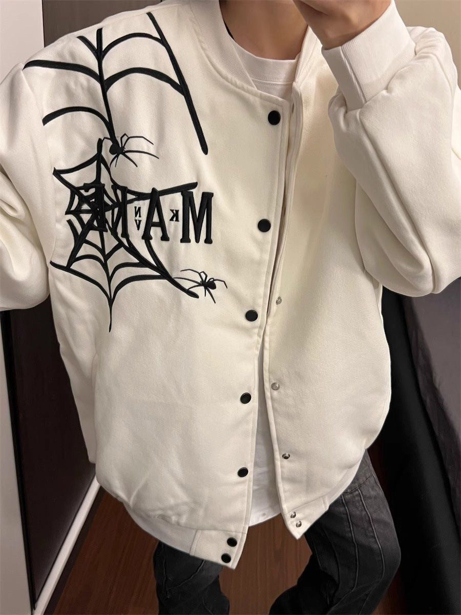 Embroidered Spider Web Oversized Jacket