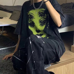 Grunge Ghost Face Graphic T-Shirt