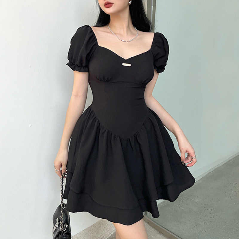 Court Retro Corset Slim Square Collar Dress