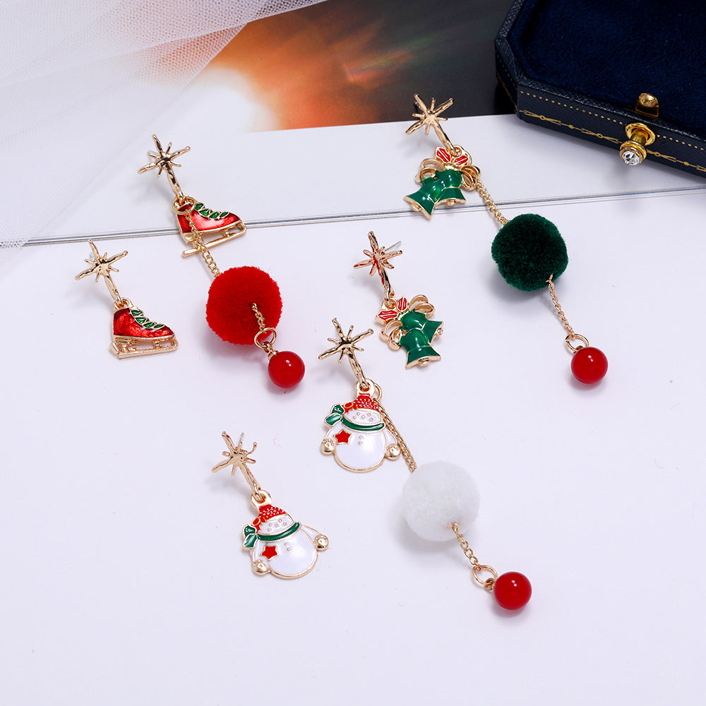 Fun Christmas Snowman Shaped Earrings