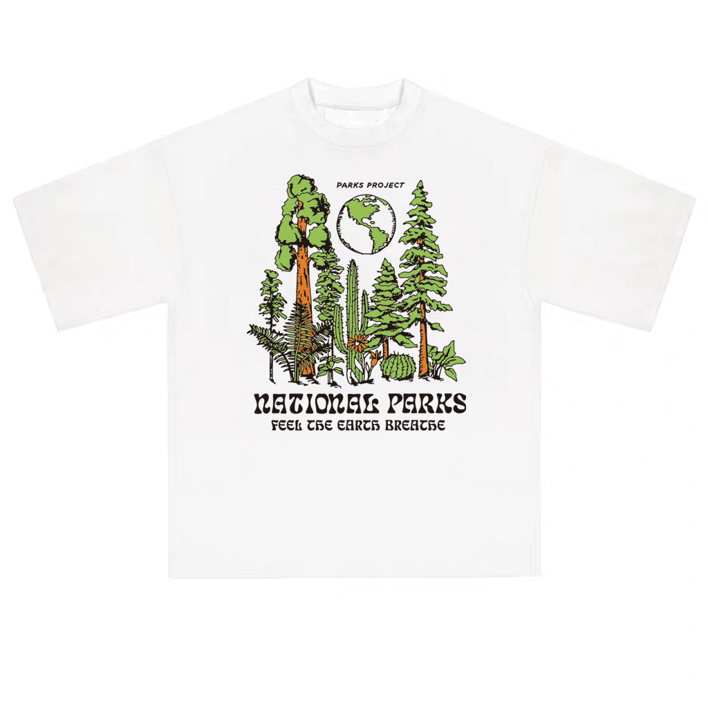 Forest Print Oversized Short Sleeve Tee