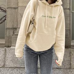 Irregular Ripple Printed Hooded Sweater