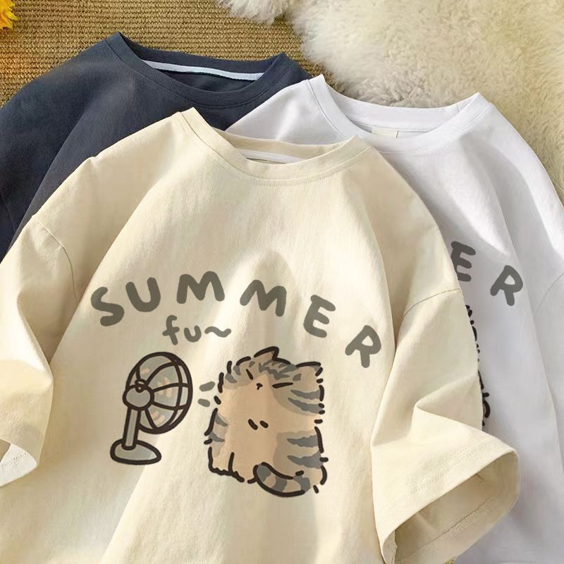 Aesthetic Kitten Print Oversized T-shirt