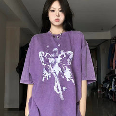 Fairycore Vintage Washed Oversized Tee