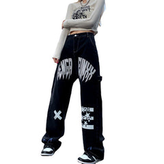 Star Letter Graphic Cargo Jeans