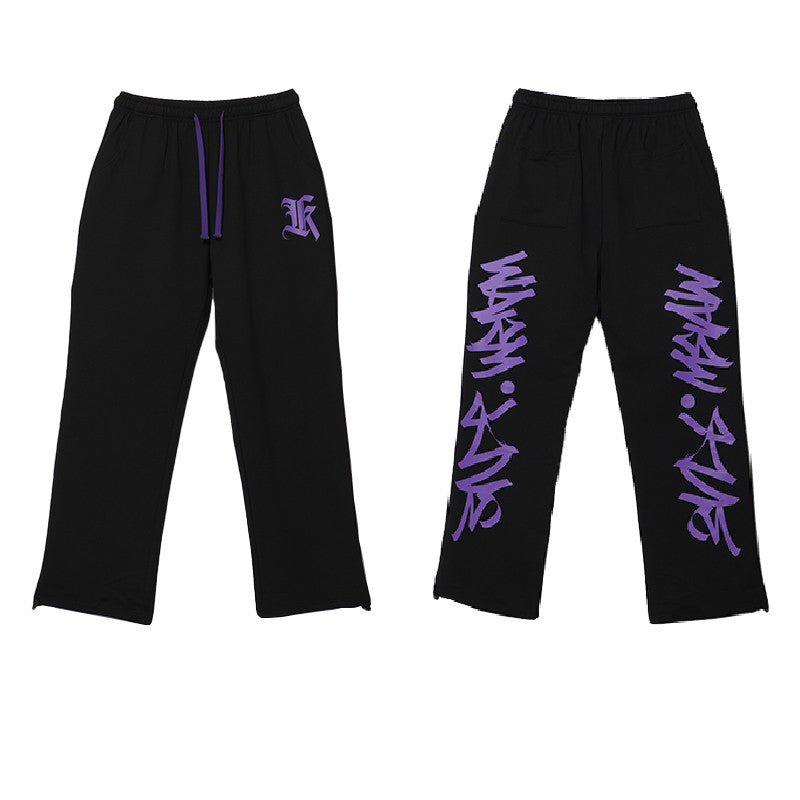 Punk Letter Print Straight Leg Sweatpants