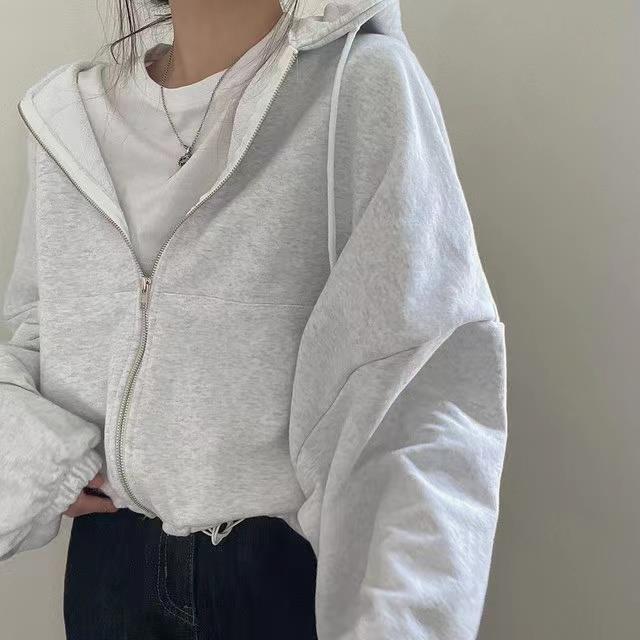 Oversized Zip Up Gray Hoodie