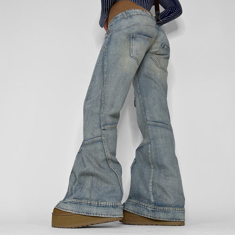 Seamed Pocket Straight Leg Cargo Jeans