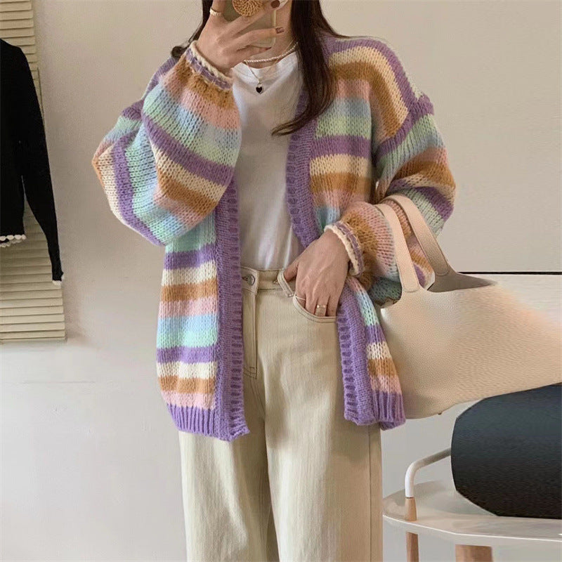 Aesthetic Stiped Oversized Cardigan