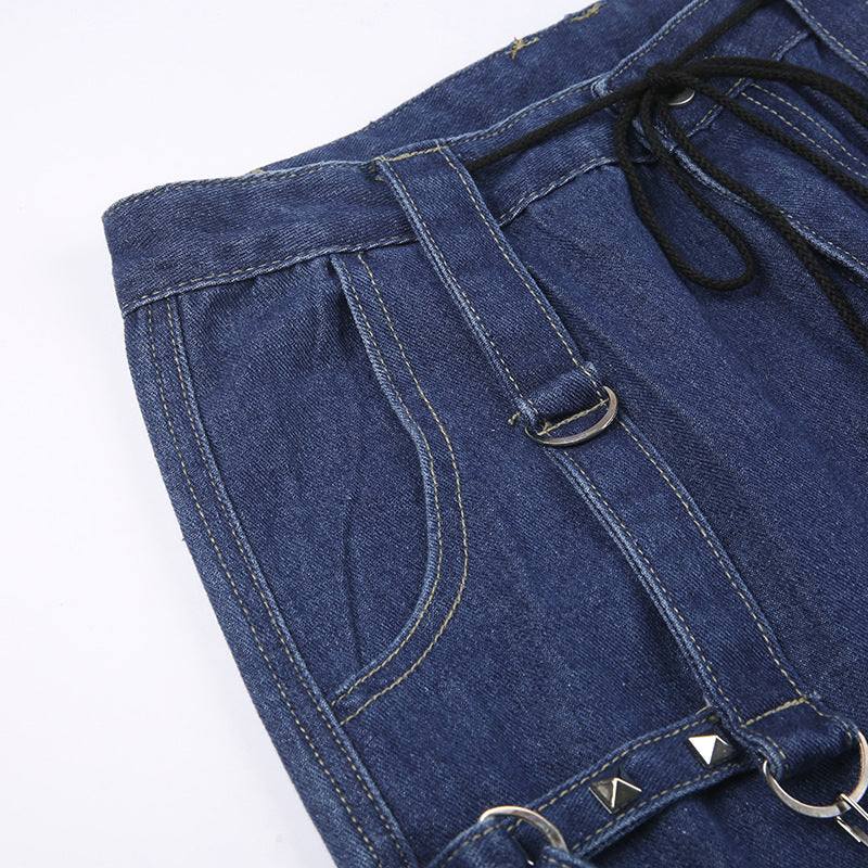 Metal Strap Baggy Cargo Jeans