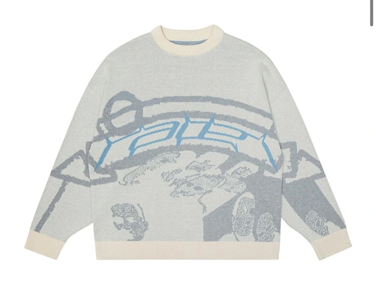 Long Sleeve Jacquard Crew Neck Sweater