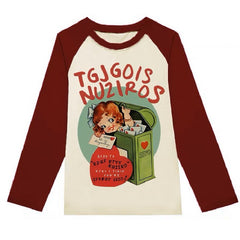 Cartoon Print Raglan Sleeve Oversized Tee