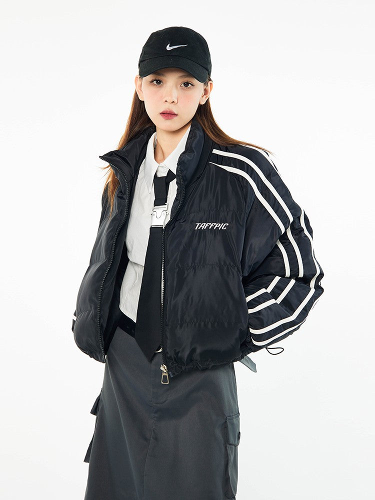 Side Stripe Biker Padded Jacket