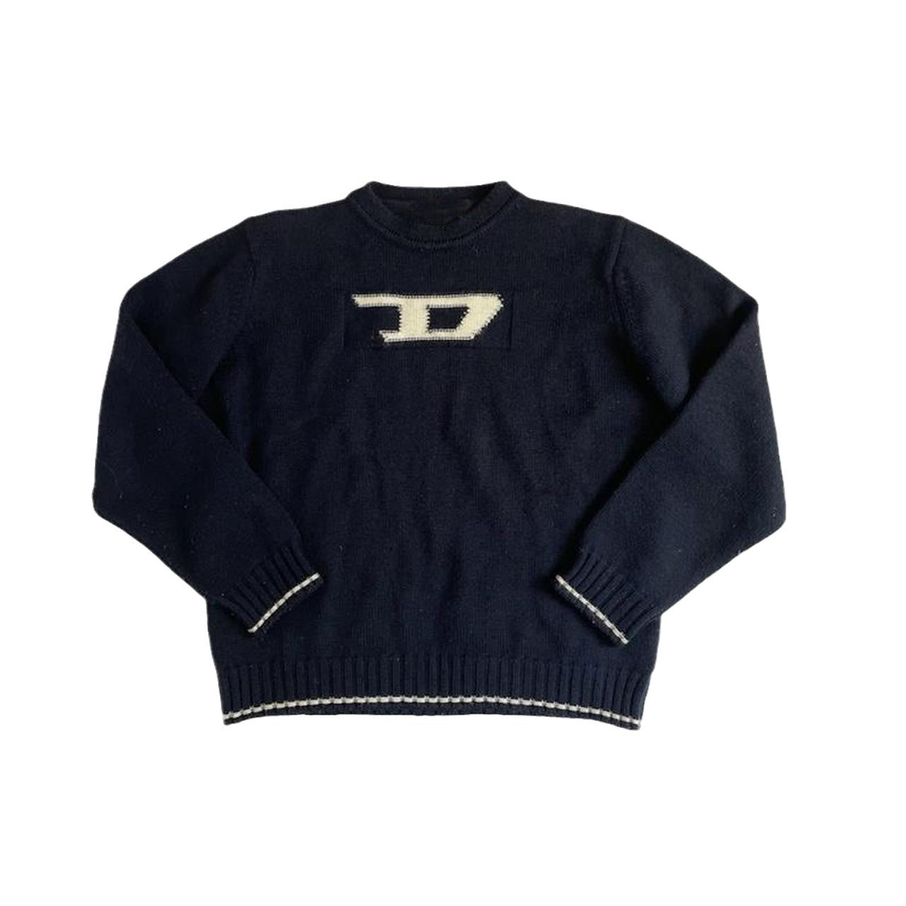 Contrasting Logo Jacquard Knit Sweater