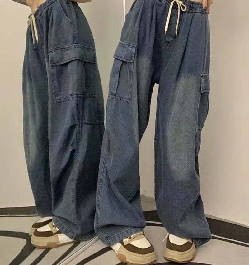 Tie Strap Baggy Cargo Jeans