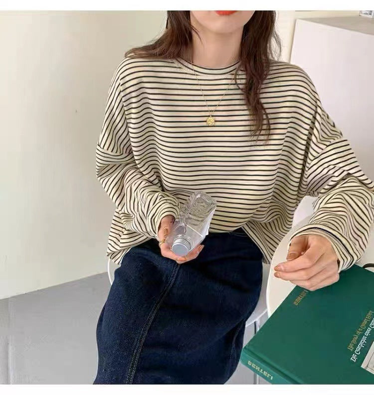 Aesthetic Striped Oversized Long Sleeve Tee