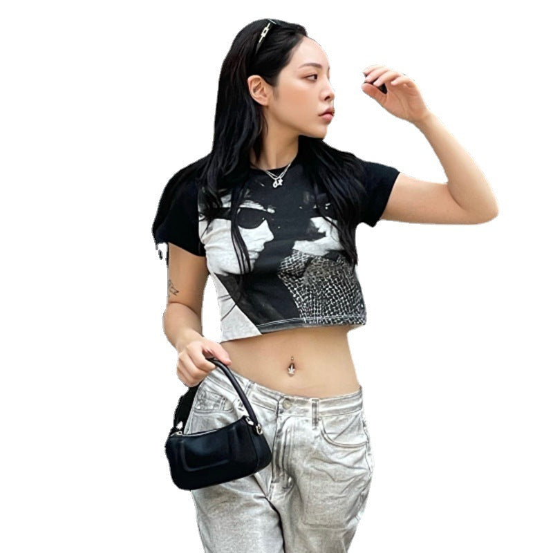 Vintage Figure Graphic Crop Top