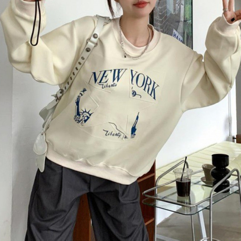 Embroidered Star Pullover Oversized Sweatshirt