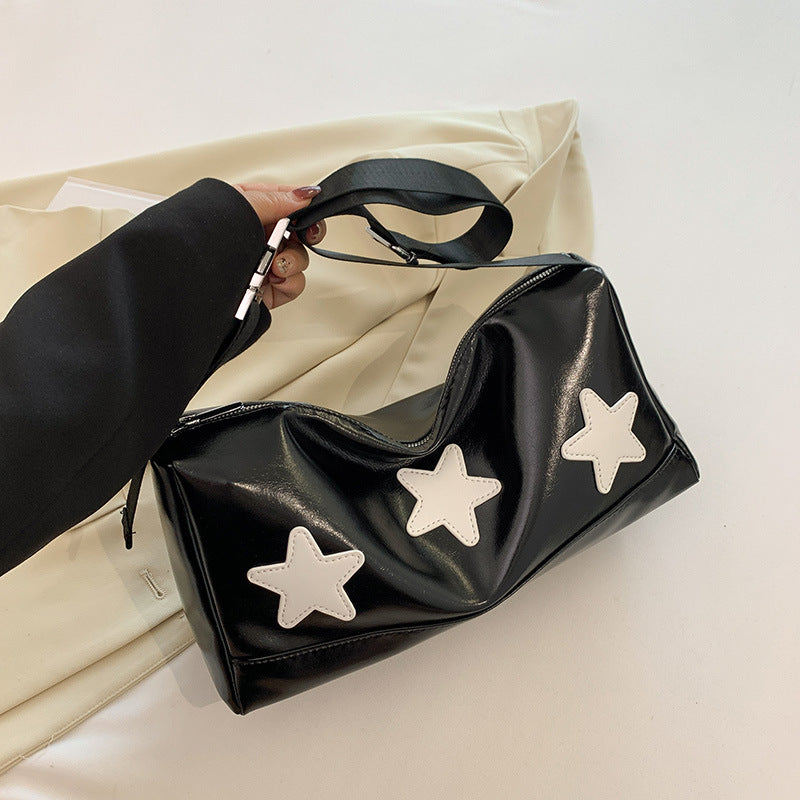 Embroidered Star Leather Crossbody Bag