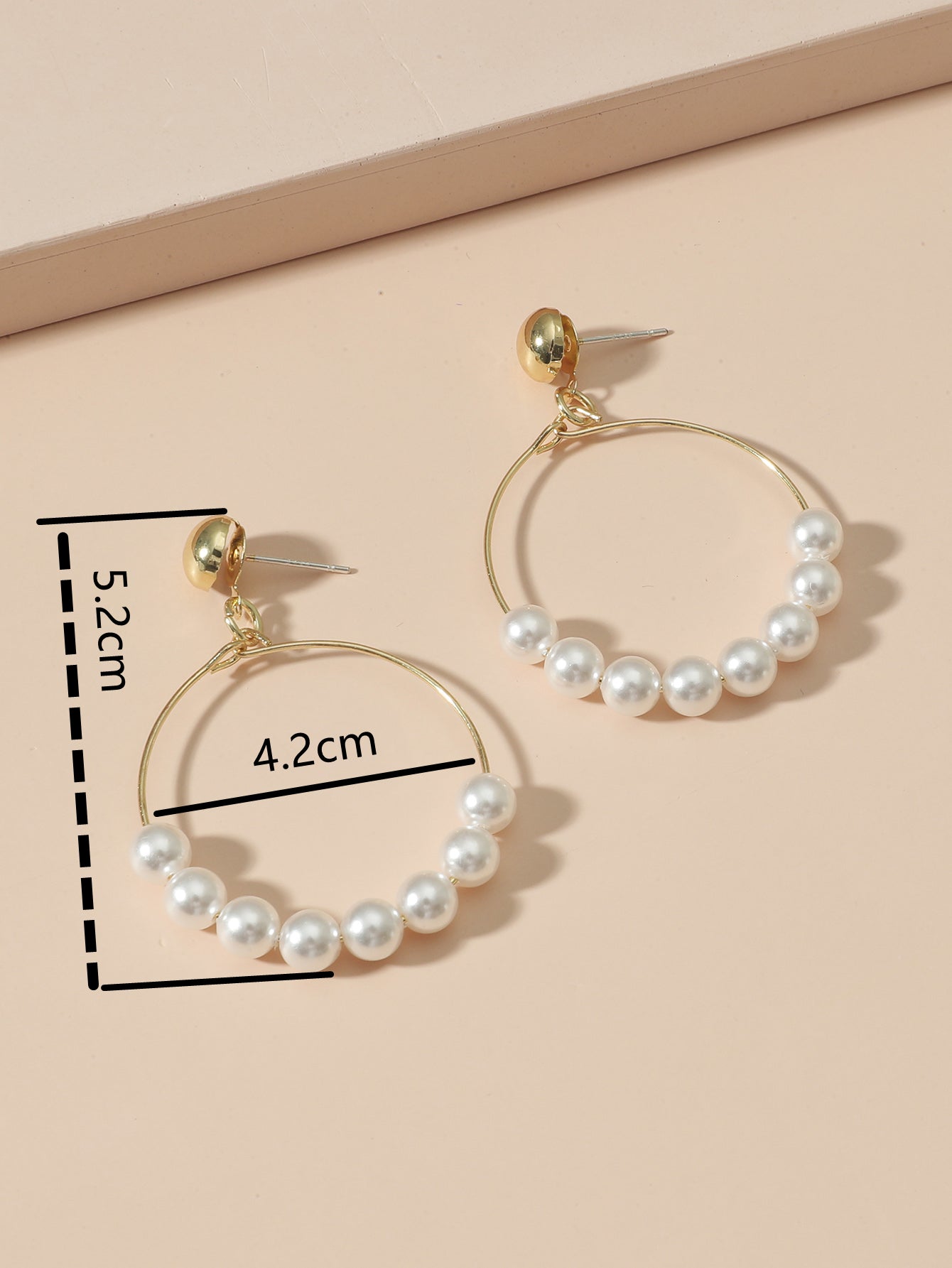 Elegant White Pearls Round Hoop Earrings