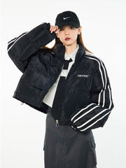 Side Stripe Biker Padded Jacket