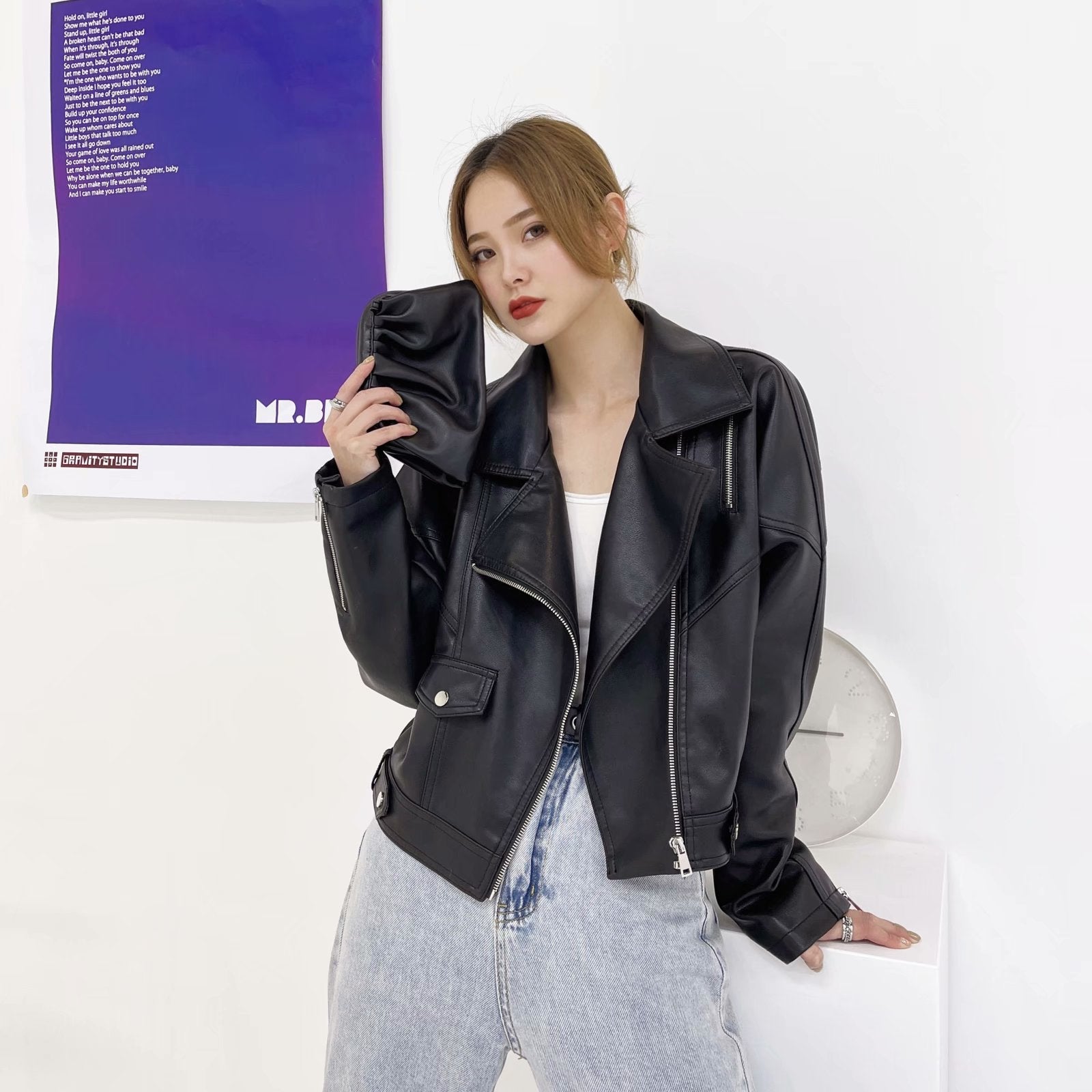 Casual Short PU Leather Jacket