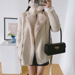 Fur Jacket With Lamb Hair Belt