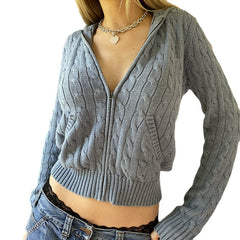 Cable Knit Hooded Cardigan