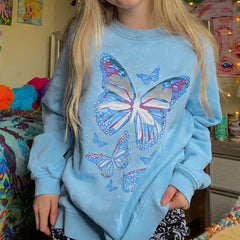 Sudadera con estampado de mariposas vintage