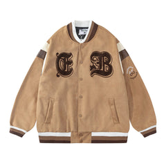 Chaqueta universitaria vintage color crema café