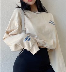 Sudadera corta vintage con gráfico de letras